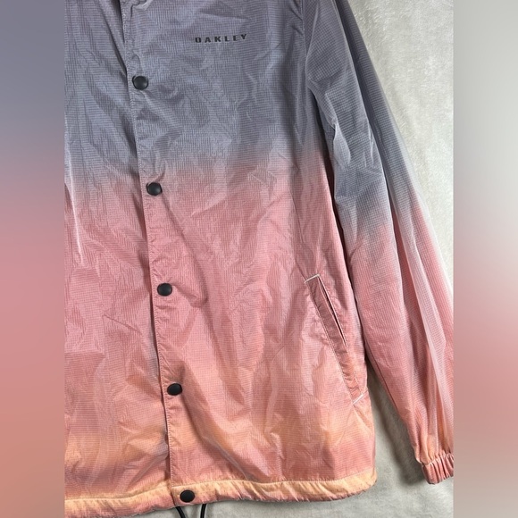 Oakley Medium Y2K INSANE Gradient Pink and Gray Men's Jacket Back Logo EUC - Picture 2 of 15
